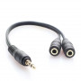 Audio Cable Jack 3.5 mm Male / 2 Jack 3.5mm Female - 19.5 cm - Black