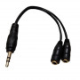 Audio Cable Jack 3.5 mm Male / 2 Jack 3.5mm Female - 19.5 cm - Black