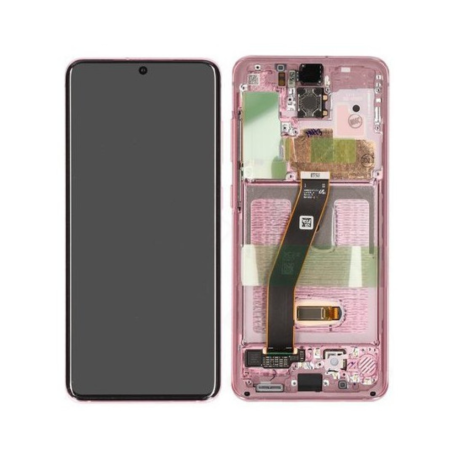 Ecran Samsung Galaxy S20 4G/5G (G980/G981) Rose + Châssis (Service Pack)