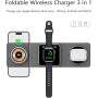 Charger Wireless Magnetic Foldable 3 in 1- XH-X8 - Black