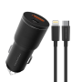 18W USB + 20W USB-C Car Charger with Type-C Cable (WUW)