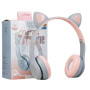 Casque Stéréo Bluetooth P47M avec Oreillette Lumineuse - Gris et Rose