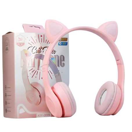 Casque Stéréo Bluetooth P47M avec Oreillette Lumineuse - Rose