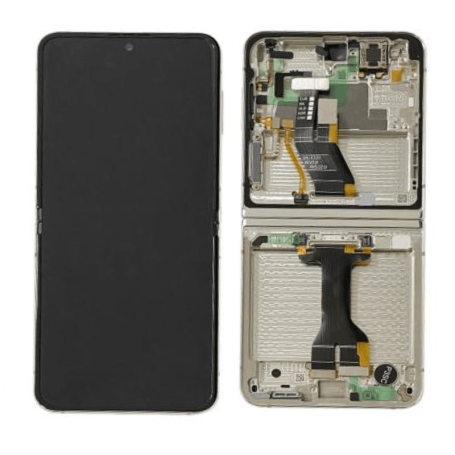 Ecran Intérieur Samsung Galaxy Z Flip 5 (F731) Crème + Châssis (Service Pack)