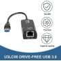 USB 3.0 wired network card adapter to RJ45, Gigabit Lan Ethernet, 10/100/1000Mbps, for laptop PC - Black