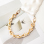 Necklace of Shell of Phone in Mesh Golden with of Stones White - 31 CM