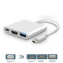 Hub Type-C 3 in 1 - HDMI 4K Type-C USB C 3.0 - Silvered