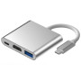 Hub Type-C 3 in 1 - HDMI 4K Type-C USB C 3.0 - Silvered