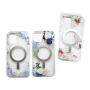 Frosted Transparent Protective Case with Magsafe for iPhone - Blue White Flower (Mayline)