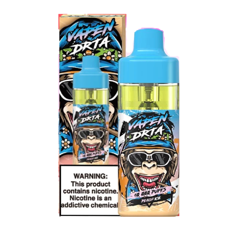 Vaping E-Liquid Rechargeable - Vapen Drta - 12000 puffs 0% Nicotine - ICE Peach