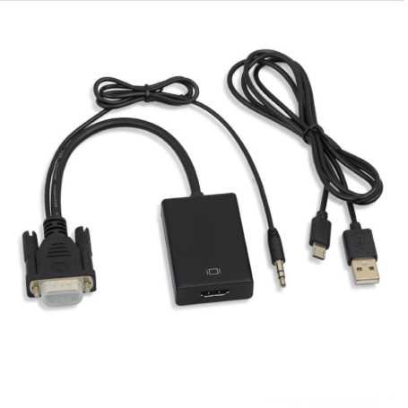 Adapter HDMI To VGA HD Quality with Cable of Power USB - Black