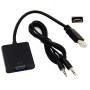 HDMI(HDTV) Adapter to VGA with Audio Cable - 25cm - Black