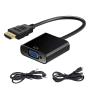 Adaptateur HDTV/HDMI vers VGA avec Cable Audio + Cable d'Alimentation USB - 25cm - Noir