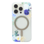 Frosted Transparent Protective Case with Magsafe for iPhone - Blue White Flower (Mayline)