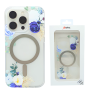 Frosted Transparent Protective Case with Magsafe for iPhone - Blue White Flower (Mayline)