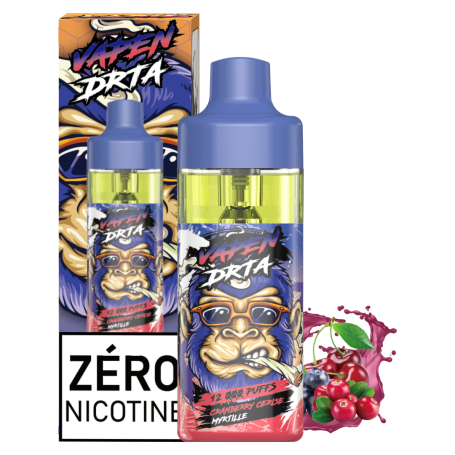 Vaping E-Liquid Rechargeable - Vapen Drta - 12000 puffs 0% Nicotine - Cranberry Cherry Blueberry