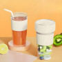 Portable Electric Juice Glass with Lid and Straw - Beige