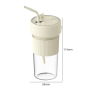 Portable Electric Juice Glass with Lid and Straw - Beige