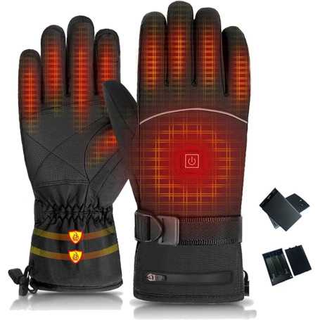 Electric Heating Gloves with Rechargeable Battery - Black