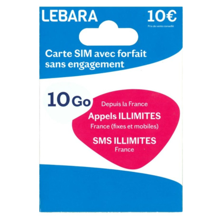 Prepaid SIM Card Lebara Mobile unlimited +10 GB of Internet without Subscription