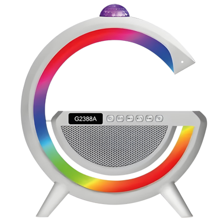 Haut-Parleur Bluetooth + Radio + Chargeur sans Fil + Lampe d'ambiance