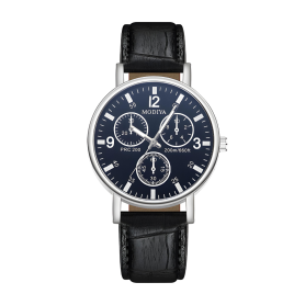 Montre à Quartz pour Hommes Modiya Bracelet en Cuir PU avec 3 Petit Cadran Modèle 999 Noir