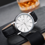 Modiya Men's Quartz Watch PU Leather Strap with 3 Small Dials White Black