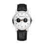 Modiya Men's Quartz Watch PU Leather Strap with 2 Small Dials White Black