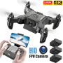 Mini Drone Professionnel Portable RTF Pliable RC Quadricoptère avec 4 Batteries