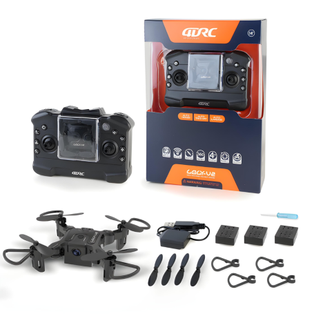 Mini Drone Professionnel Portable RTF Pliable RC Quadricoptère avec 4 Batteries