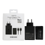 Samsung 65W PD Power Adapter Trio 2 USB-C + USB Type-C Charger Kit - Black - Retail Box (Original)