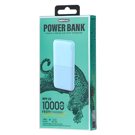 Power Bank 10000mAh Compact and Powerful - REMAX RPP-23 Mini Slim - Blue