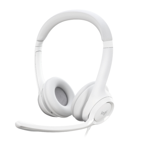 Casque Filaire pour PC/Ordinateur Portable Avec Microphone Antibruit USB-A Logitech H390 - Blanc