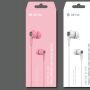 Wired Headphones with remote control and 3.5mm Devia Jack microphone - Pink