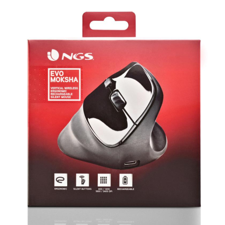 Souris Ergonomique Verticale Sans Fil NGS Evo Moksha - Noir