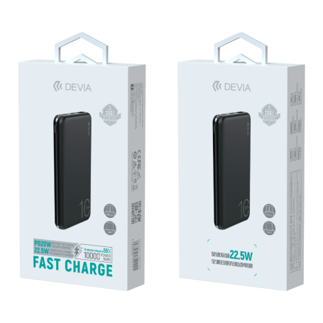 Power Bank 10000 mAh Compatible with Type C / USB / Micro - Devia Smart series 22.5W - Black