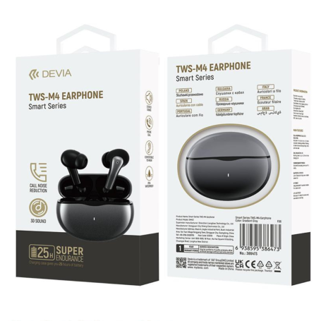 Devia Smart series 25H TWS M4 Wireless Bluetooth Earphones - Gray