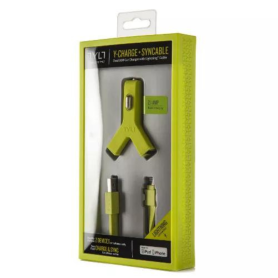 Kit Chargeur allume-cigare USB*2 + Cable Lighting TYLT 2.1A MFi - Vert