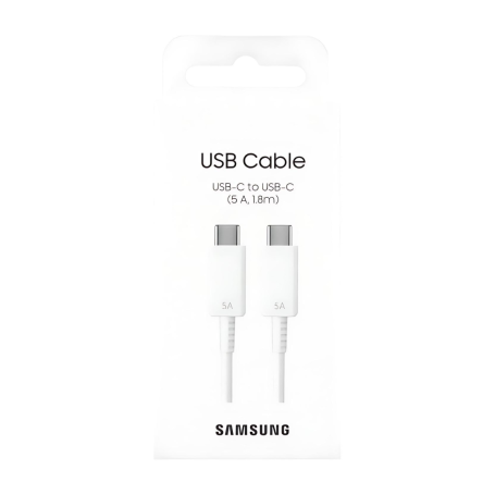 Câble Type-C / Type-C Samsung EP-DX510JWEGEU 5A - 1.8M - Blanc - Retail Box (Origine)