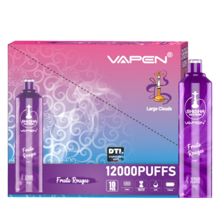 Rechargeable Type-C Vape - SHISHA Hookah - 12000 Puffs 0% Nicotine - Red Fruits