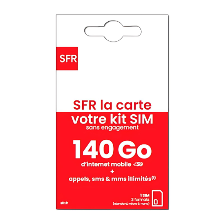 SFR La Carte Connect Mobile Unlimited prepaid SIM card +140 GB 5G Internet without commitment