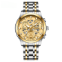 Men's Luminous Waterproof Stainless Steel Watch 2451SAN - Gold Silver