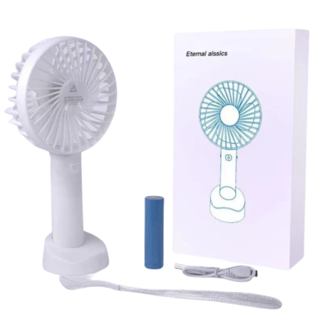 Mini USB Portable Fan with Stand 1200mAh - White