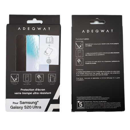 Verre Trempé Intégral ADEQWAT pour Samsung Galaxy S20 Ultra