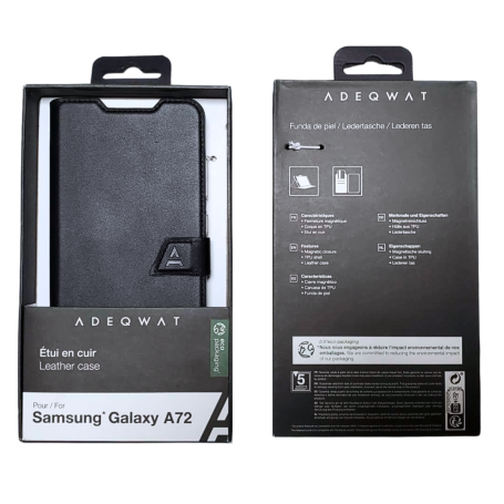 ADEQWAT Leather Case for Samsung Galaxy A72 Black