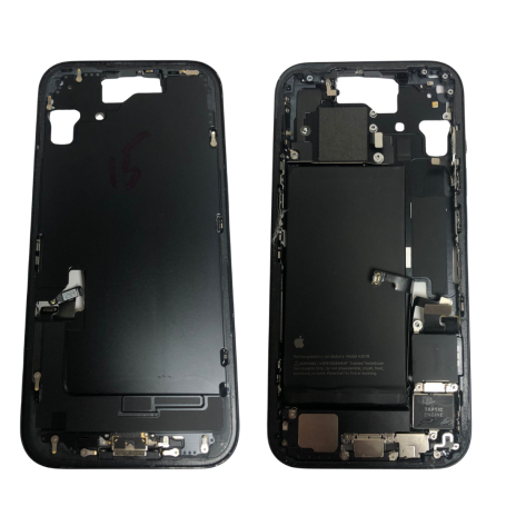 Chassis Arrière iPhone 15 Noir sans Vitre Arrière avec Batterie (Origine Demonté) - Grade A