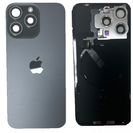 Vitre Cache Arrière iPhone 15 Pro Titane Noir (Original Demonté) - Grade A