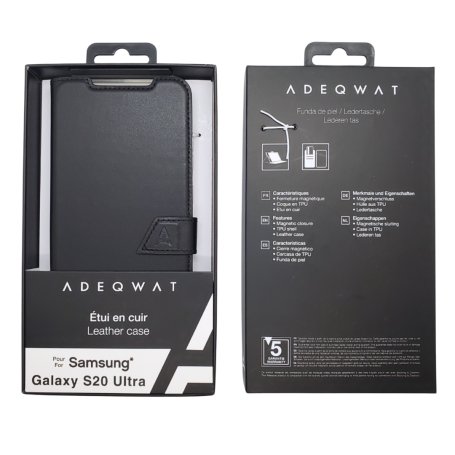 ADEQWAT Leather Case for Samsung Galaxy S20 Ultra Black