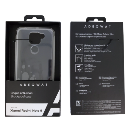 ADEQWAT Transparent Shockproof Case for Xiaomi Redmi Note 9