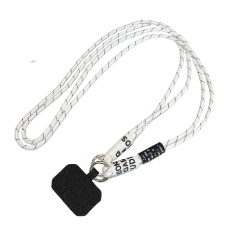 Nylon Phone Cover Necklace with Black Card - White Black